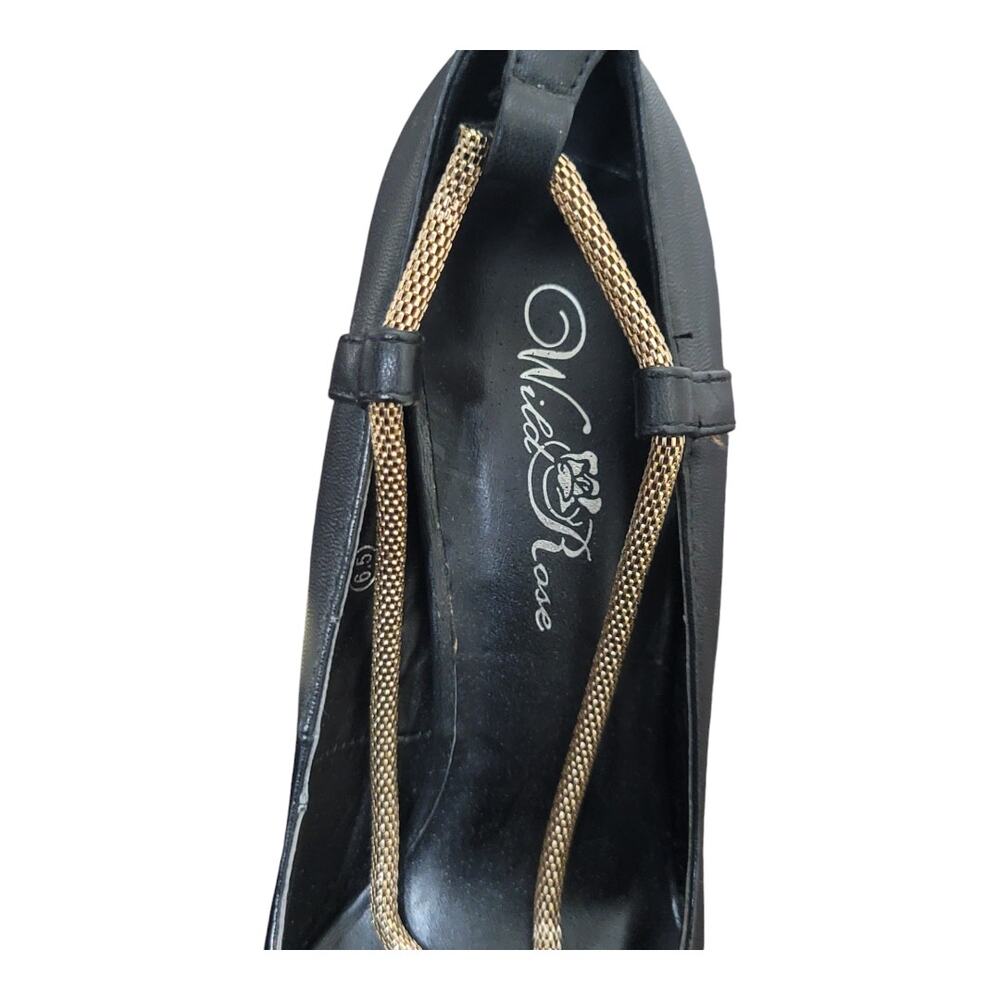 Wild Rose Chain Ankle Strap Metallic Pointy Toe and Heel Pumps Stiletto Heels - Picture 6 of 8